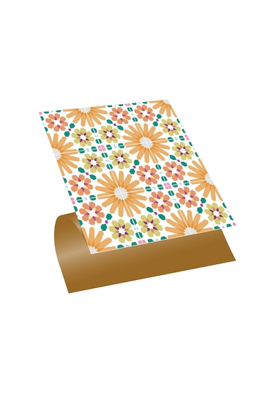 Tink KENDİNDEN YAPIŞKANLI TURUNCU ÇİÇEK BAHÇESİ DESENLİ PVC KARO 30X3