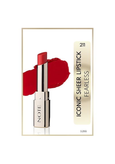 Note Cosmetique Iconic Sheer Lipstick Nemlendirici Parlak Ruj 211 Fearless - Kırmızı