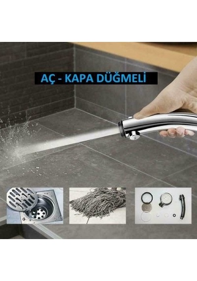 Gerçek Su Tasarruflu 3 Fonksiyonlu Banyo Duş Başlığı Gri