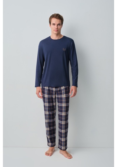 Suwen Joseph Erkek Pamuklu Pijama Takımı Msh105102521352 Lacivert