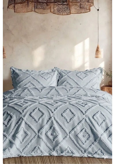 Iskandinav Gri Çift Kişilik Yatak Örtüsü 240 X 250 Cm Ve 2 Adet Yastık