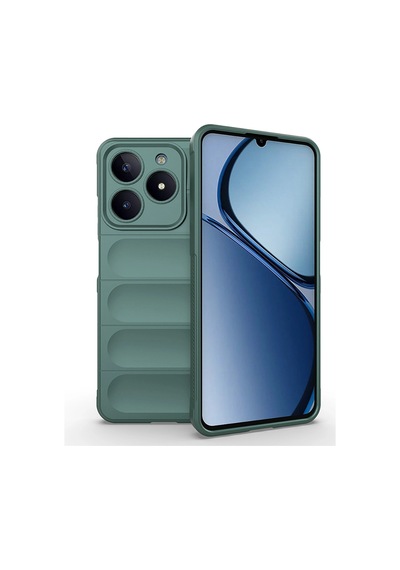 Realme C61 Kılıf Esnek Tpu Oyuklu Arka Yüzey Tasarımlı Zore Etnik Silikon Kapak Koyu Yeşil