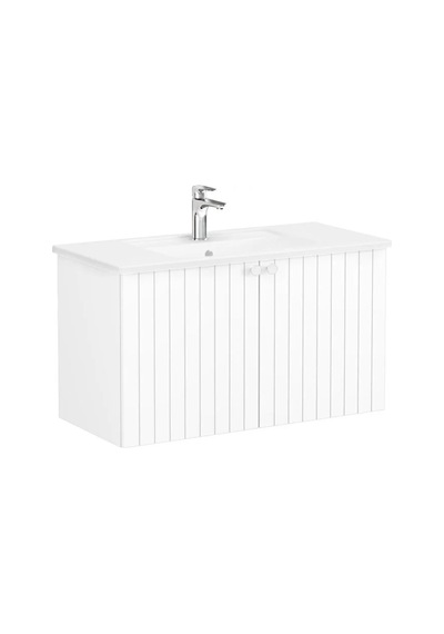 69303 VitrA Root Groove Kapaklı Lavabo Dolabı, 100 Cm, Mat Beyaz Köşeli Lavabo Dahil Diğer