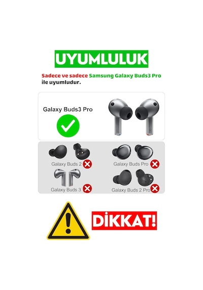 Samsung Galaxy Buds3 Pro / Buds4 Pro Uyumlu Üç Boyut Premium Silikon Kulaklık Uçları S,m,l Ve