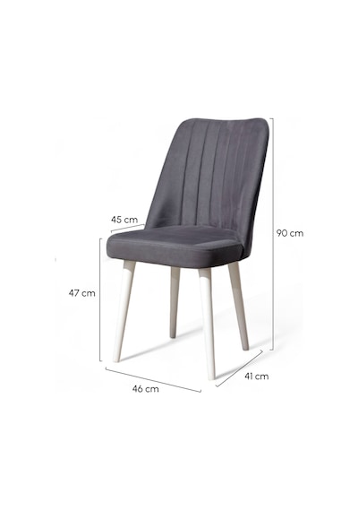 Polo Sandalye - Soho Siyah- Ahşap Beyaz Ayaklı
