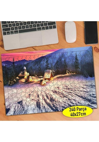 Ukraynada Karlı Kış Manzarası 240 Parça Puzzle Yapboz-380259