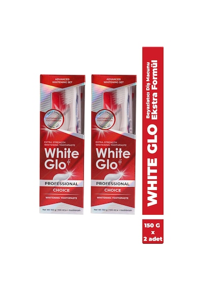 White Glo Ekstra Beyazlatıcı Diş Macunu 150 G + Diş Fırçası x 2