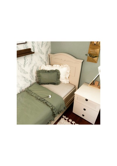Fırfırlı Nevresim Takımı Light Almond Tek Kişilik 2 Parça 160 X 220 Cm Limon Küfü