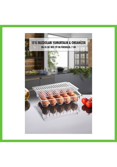 Bezos 15 Li Buzdolabı Kapaklı Yumurtalık & Buzdolabı Organizeri Dmc Çok Renkli