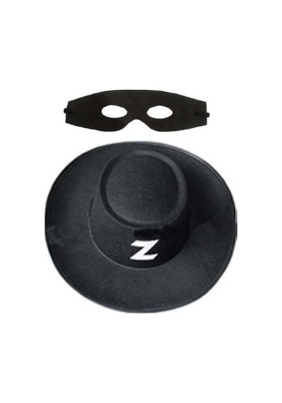 Lisinya Zorro Şapka Maske Set Yetişkin Siyah