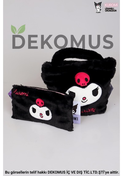 Dekomus İle Lisanslı Yeni Sezon Kuromı Peluş Basıc El Çantası Ve Kol Çantası 2'lisi Ahşap