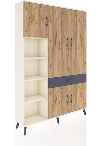 Arges Dolap 8 Raflı Tek Çekmeceli 5 Kapaklı 132x30x195 Aytaşı-çam/antrasit Atlas Çam/antrasıt Arges Dolap 8 Raflı Tek Çekmeceli 5 Kapaklı 132x30x195 Aytaşı-çam/antrasit Atlas Çam/antrasıt