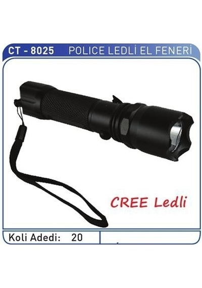 Ct-8025 Polis - Avcı El Feneri Ledli + Şarjlı