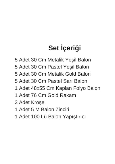 1 Yaş Safari Temalı Folyo Kaplan Yeşil Sarı Gold Balonlar Gold Rakam Doğum Günü Süsü Sarı - Yeşil