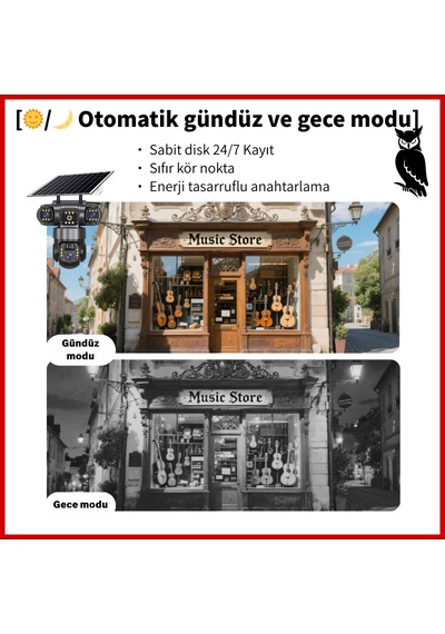 Güneş Enerjili 9mp Kamera: 3 Lens, Ptz, Sım Kart, İki Yönlü Ses. Kurulumu Özgür, Güvenliği Eksiksiz
