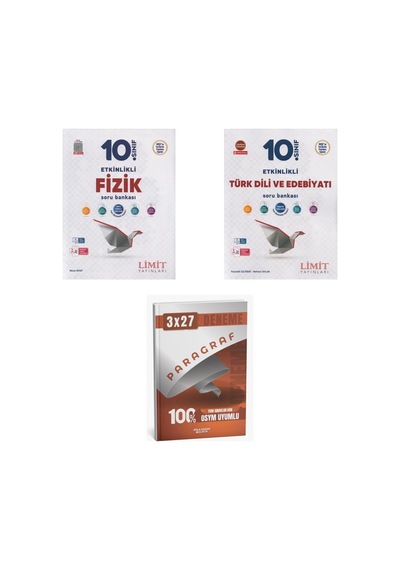 2027 Limit 10. Sınıf Etkinlikli Fizik + Edebiyat Türk Dili Ve Edebiyatı Soru + Anla Kazan Paragraf Deneme 3'lü Set