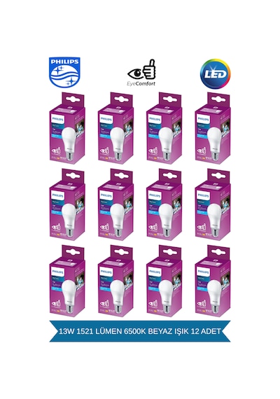 Philips Mycare Led Lamba 13w - 100w 6500k Beyaz Işık 1521 Lümen 12 Adet