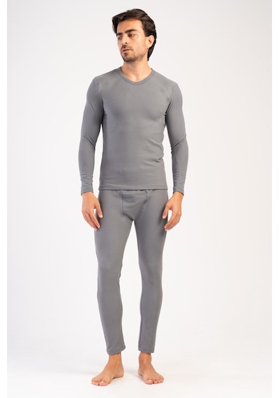 Yake Store Erkek Comfort V Yaka Uzun Kol Iclık Takım - Navy Blue Lacivert