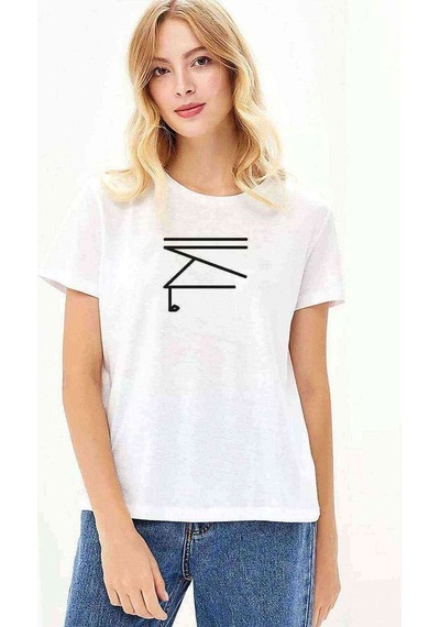 Türk Boyları Alkaevli Baskılı Beyaz Kadın Tshirt