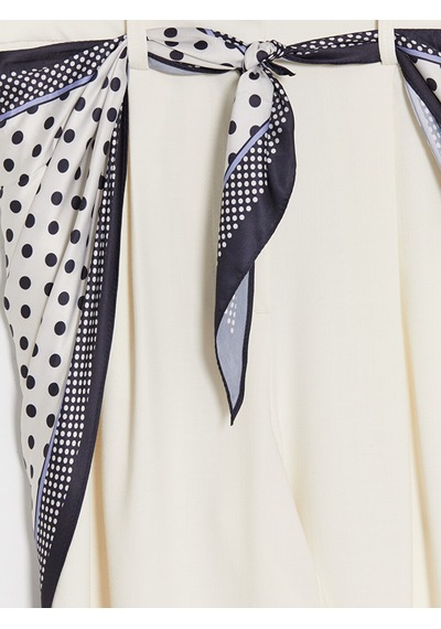 Lcw Modest Ekru Şal Detaylı Pileli Kadın Kumaş Pantolon