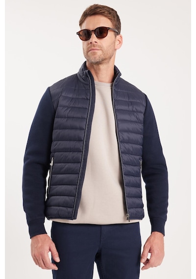 Tudors Erkek Relax Fit Rahat Kesim Kapitone Kollar Triko Çift Cepli Lacivert Mont-40345 Lacivert