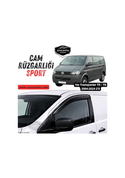 Vw Transporter T5-t6 2004-2024 Uyumlu Mugen Cam Rüzgarlığı Seti Piano Black 2'li İthal Parlak Siyah 00 Şüscaroto Aksesuar