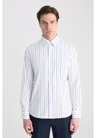 Twn Slim Fit Beyaz Çizgili Gömlek 5ef02xt03288m Çok Renkli