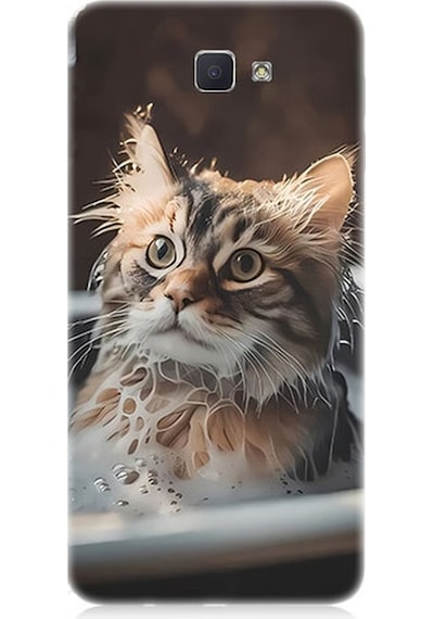 Samsung Galaxy J7 Prime Uyumlu Banyo Yapan Kedi Desenli Silikon Kılıf