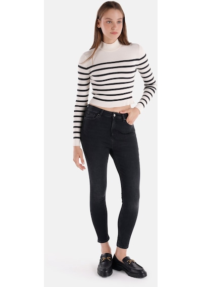 Colins 760 Diana Süper Slim Fit Yüksek Bel Dar Paça Siyah Kadın Pantolon Cl1065322 Mavi