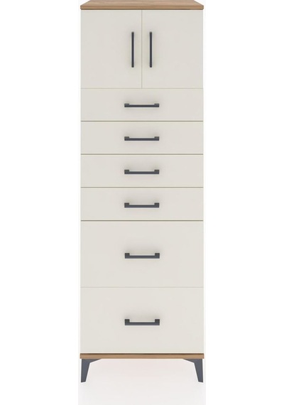 Hyperion Dolap Tek Raflı 6 Çekmeceli 2 Kapaklı 60x44x182 Çam-aytaşı Atlas Çam