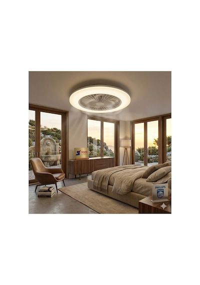 Amigo Fanlı Tavan Lambası 42w Vantilatör + 20 W Aydınlatma Gücü Simli Tasarım Beyaz - 750411238