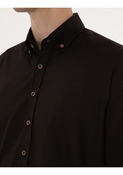 Pierre Cardin Erkek Koyu Kahverengi Gömlek Desenli 50311308-vr084