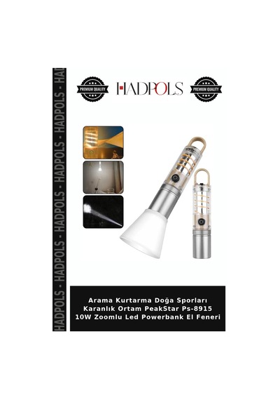 Arama Kurtarma Doğa Sporları Karanlık Ortam Peakstar Ps-8915 10w Zoomlu Led Powerbank El Feneri