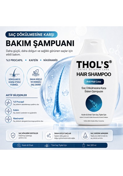 Thols Tb28 Saç Dökülmesine Karşı Bakım Şampuanı Tüm Saçlar Ve Günlük Kullanım 300 Ml Tüm Saç Tipleri