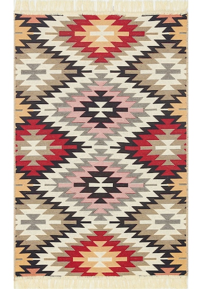 Red Multy Yıkanabilir Çift Taraflı Modern Desenli Dokuma Kilim