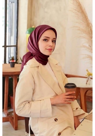 ALDAIYR Reyon Eşarp Saten Dokulu 95x95 Bordo