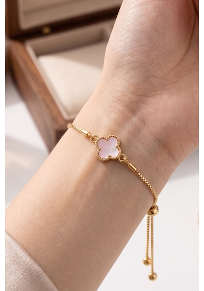Gold Pembe Taşlı Asansör Bileklik Çok Renkli