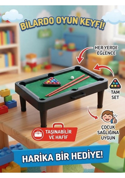 Midi Pool Bilardo Oyunu 2 Istakalı Ve 11 Renkli Toplu Eğitici Ve Eğlenceli Çocuk Bilardo Seti