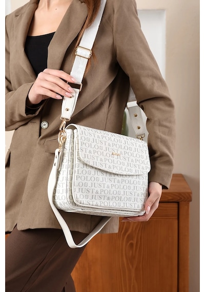 Just Polo Kadın Baskı Detaylı Büyük Boy El Ve Omuz Çantası Beyaz 78184395