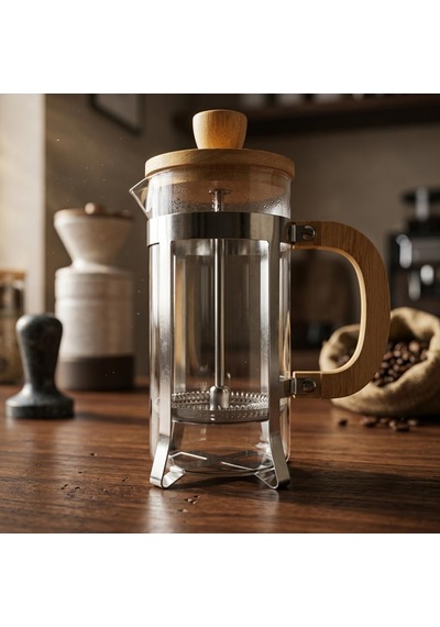 350 Ml French Press Kahve Ve Bitki Çayı Demliği - Paslanmaz Çelik İç Yapı, Akasya Veya Bambu Ahşap Detay Seçene Çok Renkli