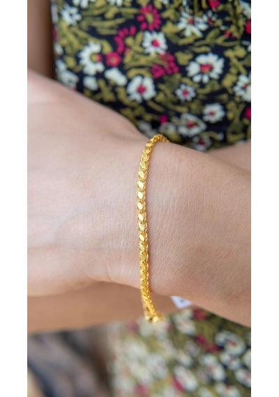 Altın Pullu Zincir Bileklik BL06891 Sarı Altın