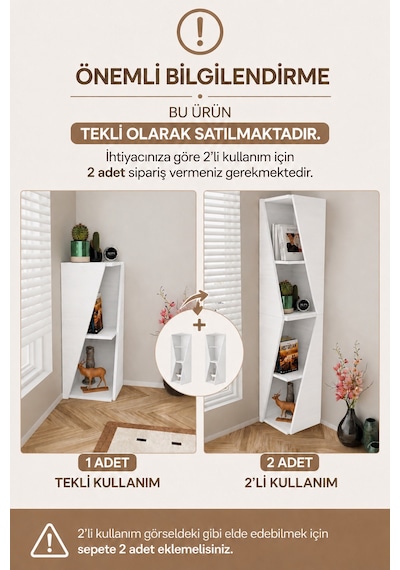 Modern Çok Amaçlı 90 Cm 2 Raflı Köşe Kitaplık Dekoratif Salon Rafı Çok Amaçlı Düzenleyici Organizer Beyaz Modern Çok Amaçlı 90 Cm 2 Raflı Köşe Kitaplık Dekoratif Salon Rafı Çok Amaçlı Düzenleyici Organizer Beyaz
