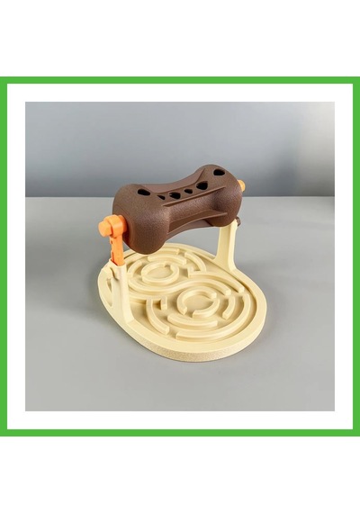 Vaveni 3d Baskı Labirentli Köpek Ve Kedi Zeka Oyuncağı Dönen Ödül Silindirli Yavaş Yeme Aktivite - Kahverengi Krem Arz