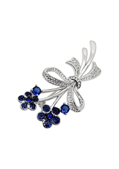 Oya Silver Safir Zirkon Taşlı Çiçek Demeti Gümüş Broş 2.2x4.8 Cm Oya-lm732 Mor