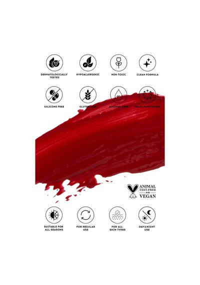 Allık Ruj Göz Farı Glow Tint Chili Red, Nemlendirici Makyaj, 506 Kiremit, Hyaluronik Asit Peptit Çok Renkli