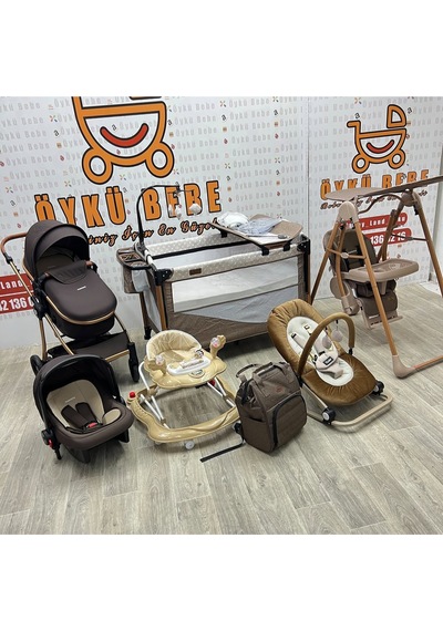 Öykü Bebek Dunyasi Yeni Doğan Bebek Çeyiz Seti Full Set Park Beşik+bebek Arabası+puset+mama Sandalyesi+yürüteç