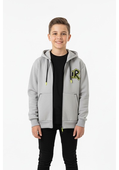 Kapüşonlu Fermuarlı Yandan Cepli Baskılı %100 Pamuk 2 İplik Mevsimlik Erkek Çocuk Sweatshirt-90937 Gri Kapüşonlu Fermuarlı Yandan Cepli Baskılı %100 Pamuk 2 İplik Mevsimlik Erkek Çocuk Sweatshirt-90937 Gri