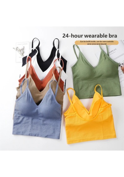 Ece's Design İnce Askılı Crop Atlet Soft Dokulu Rahat Bralet Üst W1011 Sarı