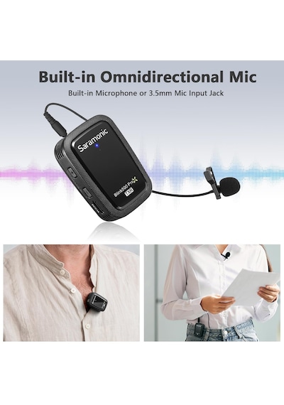Saramonic Blink 500 Prox B2r 2 Kişilik, Yerleşik Kayıt Ve Yaka Mikrofonlu Kablosuz Klipsli Mikrofon Sistemi
