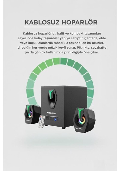 Premium Ofis Aleti Parti Köşesi Müzik Bilgisayar Hoparlörü D38 Siyah 2in1